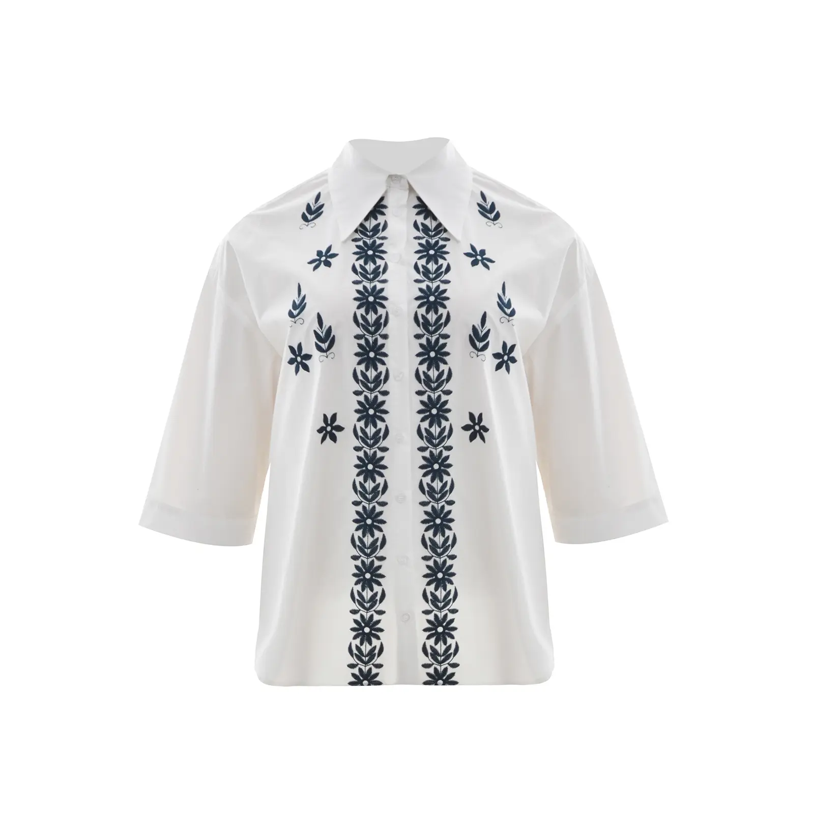 Mat Fashion Blanc Embroidered Shirt Woman