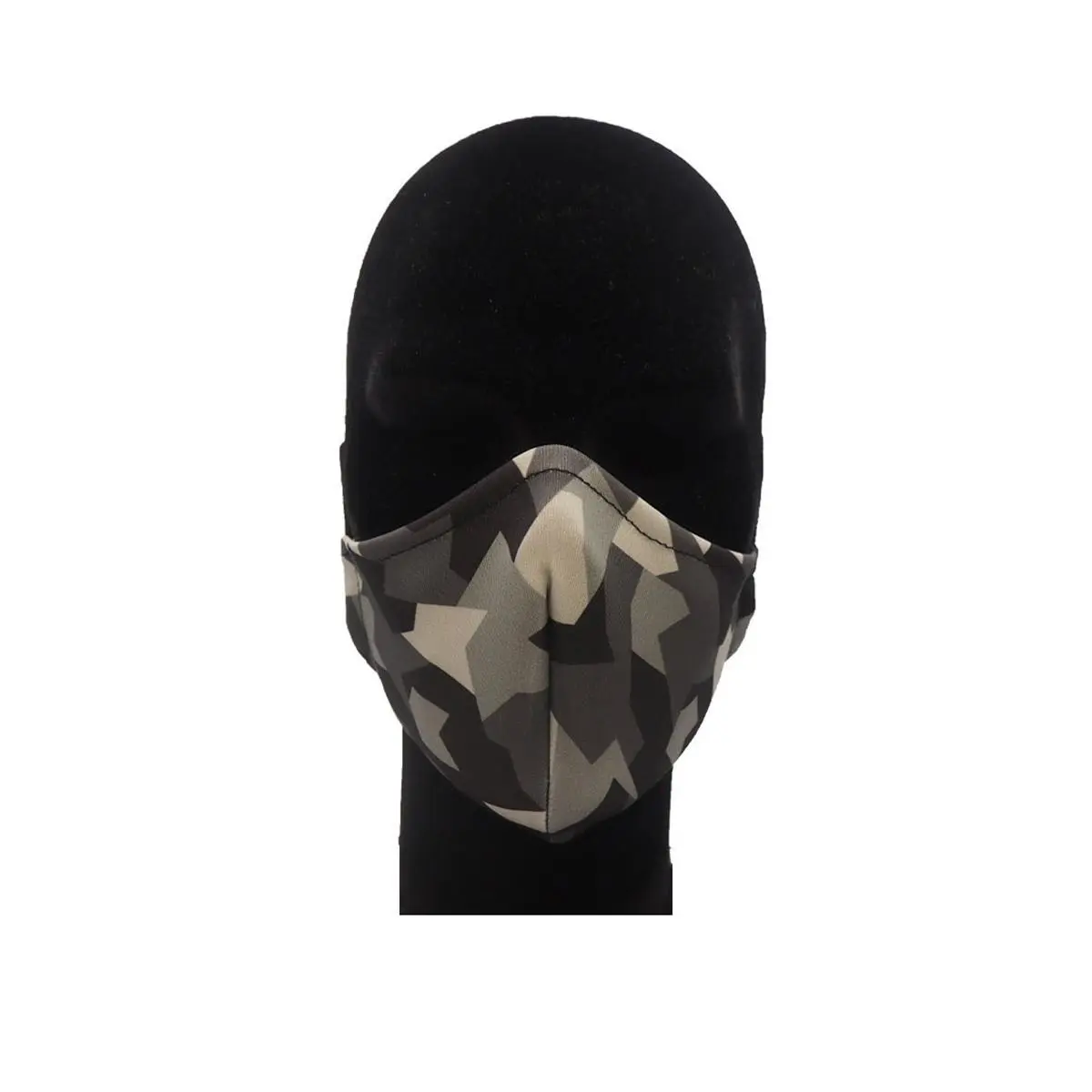 Matt Unisex Noir Face Mask Geometric Camo Black