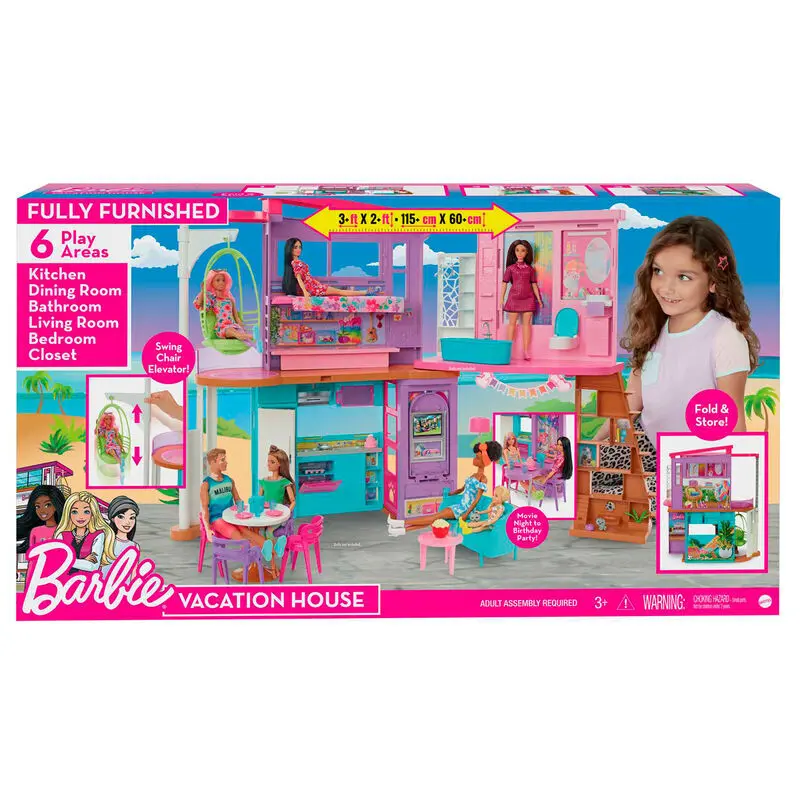 0194735007639 - Barbie Malibu Ferien-Haus mit Möbeln & Zubehör Puppenhaus