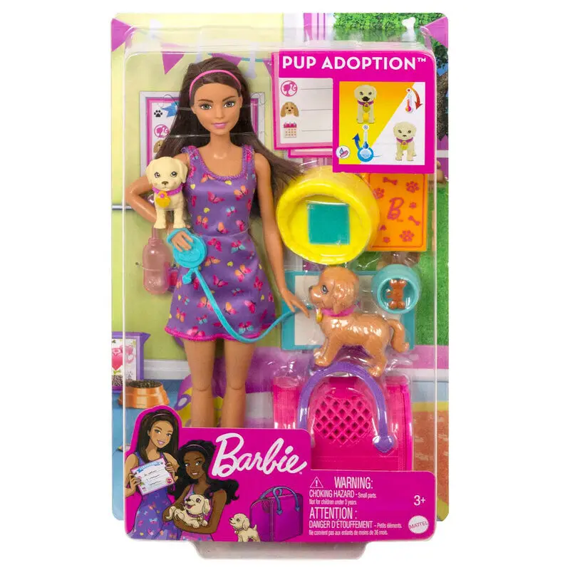 0194735101764 - Doll And Accessories Pup Adoption Playset With Doll 2 Puppies And Color-Change