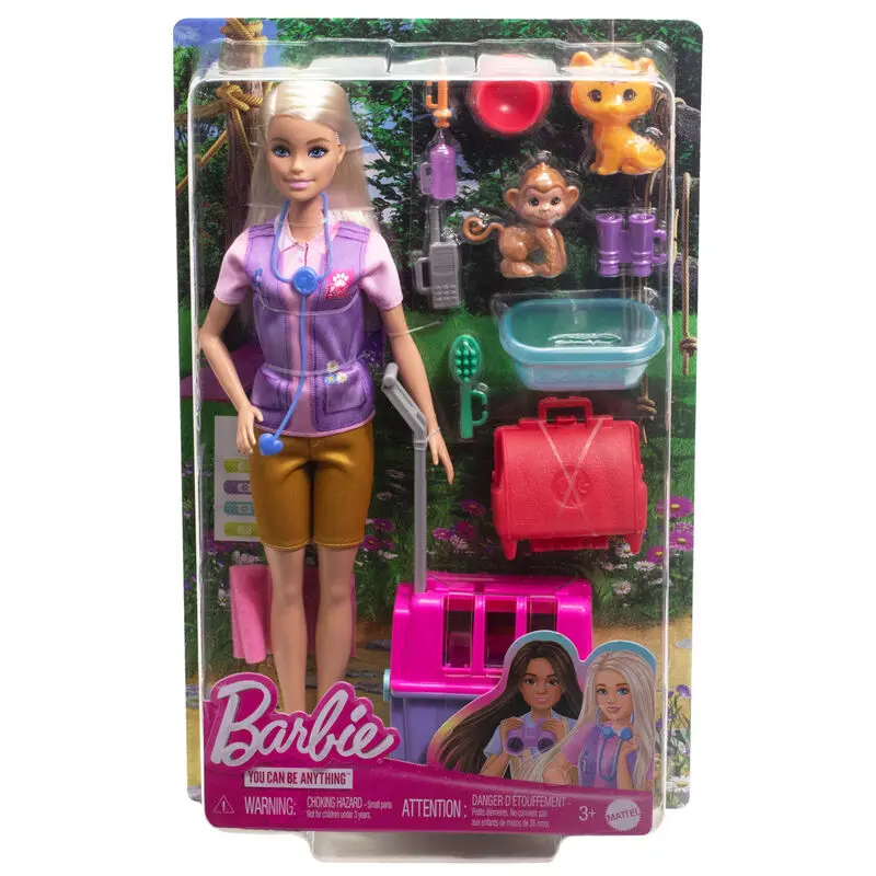 0194735175994 - Puppe Barbie-Tierrettungsspielset mit blonder Puppe 2 Tierfiguren und Zubehör