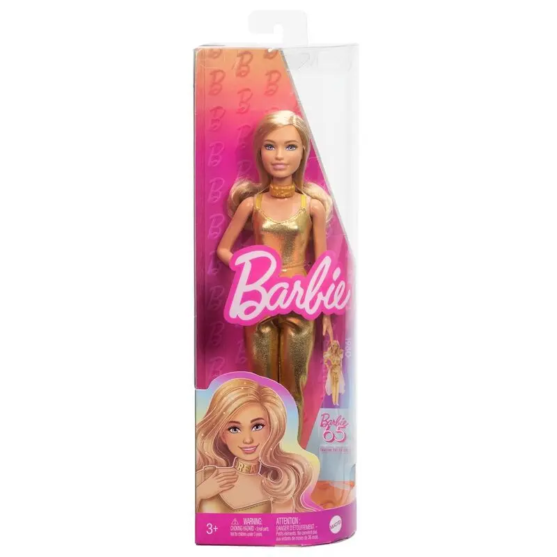 0194735176779 - Barbie Fashionistas petite Körpergröße welliges blondes Haar goldener Jumpsuit Puppe