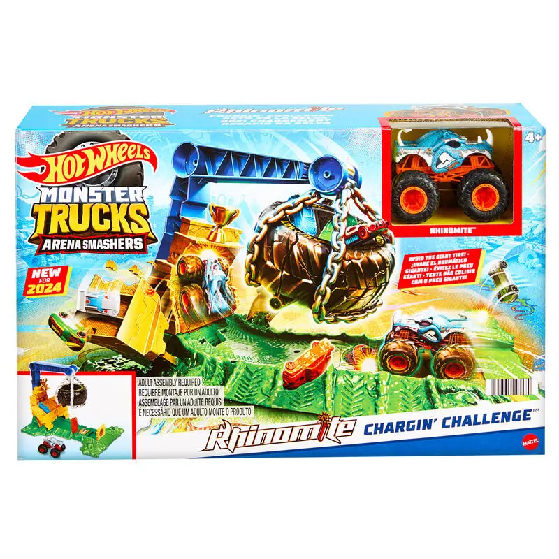 0194735195480 - HTP18 - Hot Wheels - Monster Trucks - Arena Smashers - Spielset mit einem Fahrzeug Chargin Challenge