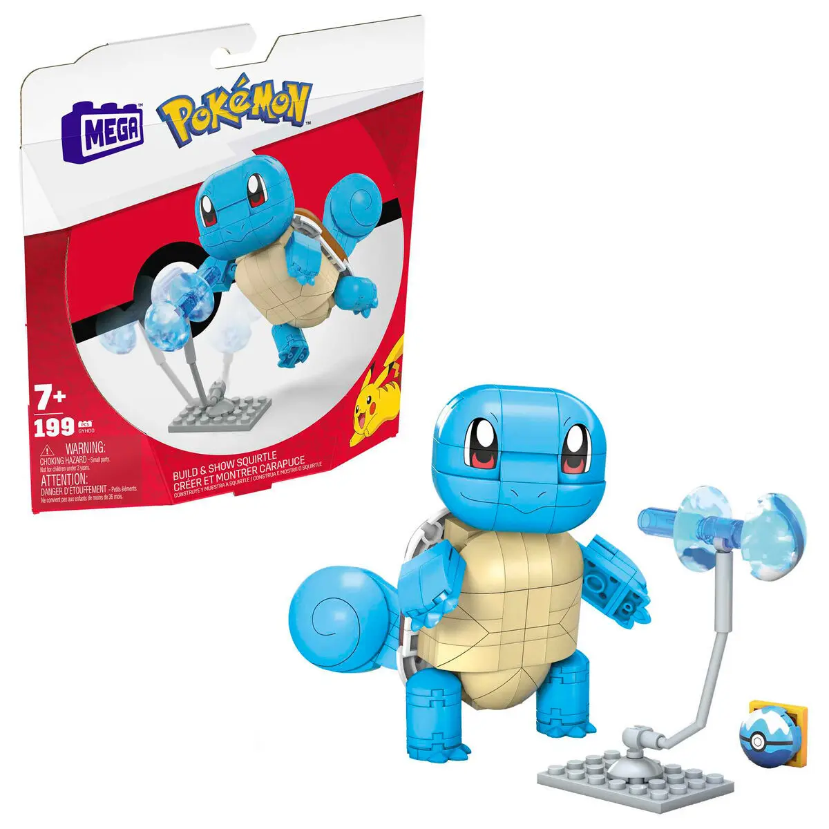 0887961971538 - MegaBloks Konstruktionsspielzeug MEGA Pokémon-Bauspielzeug-Set Build & Show Schiggy für Kinder