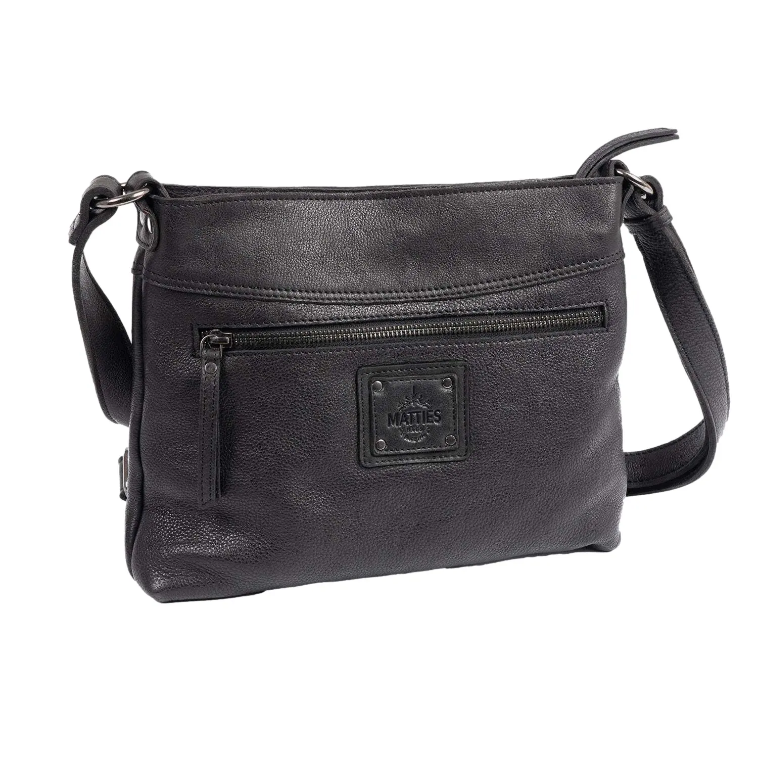 Matties Bags Unisex Noir Natural Leather Shoulder Bag Essence