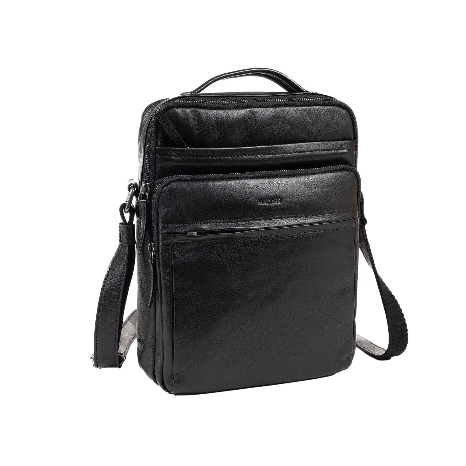 Matties Bags Men's Noir Cowhide Leather And Silk Shoulder Bag