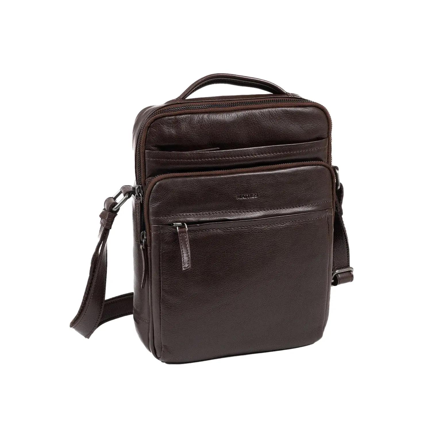 Matties Bags Men's Marron Cowhide Leather And Silk Shoulder Bag