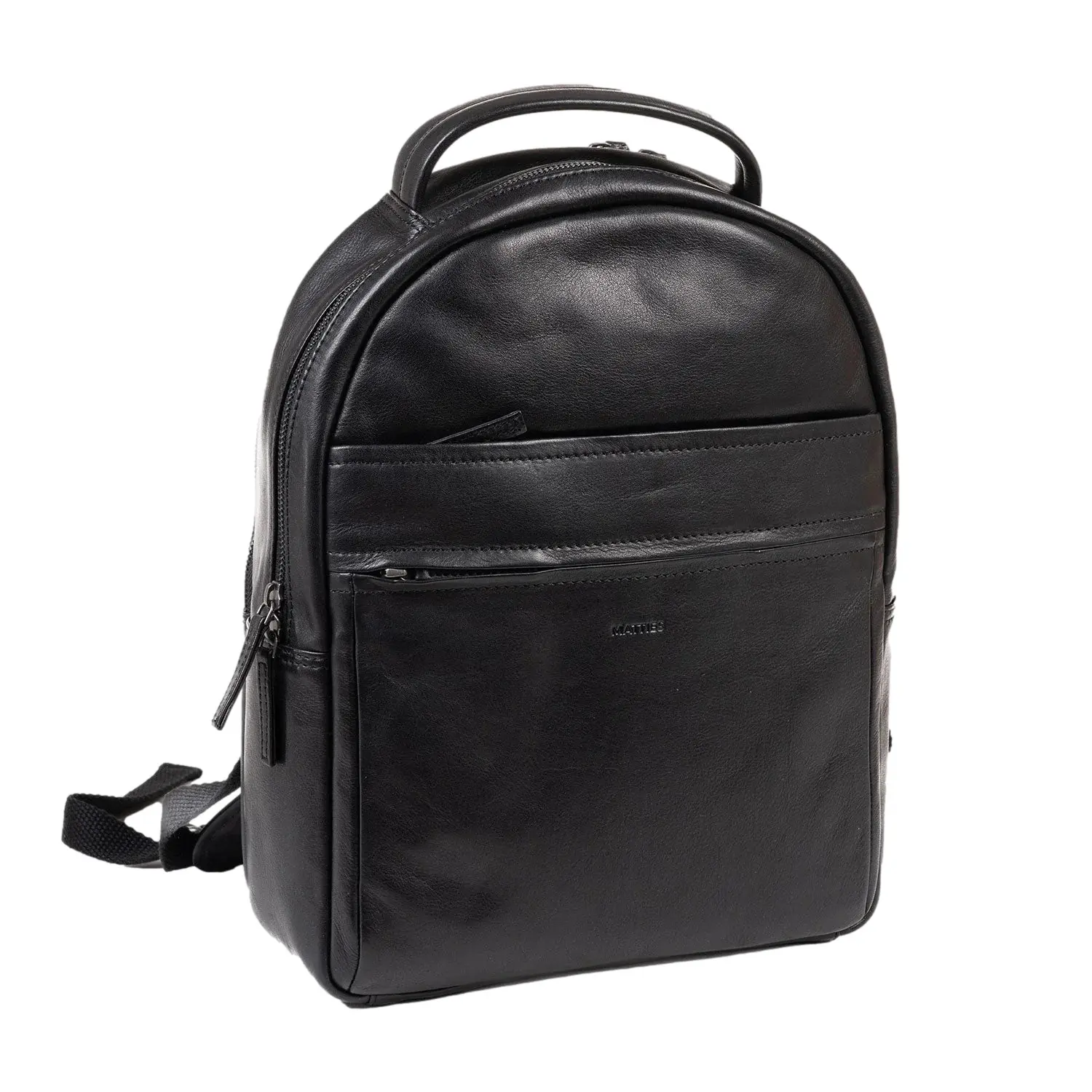 Matties Bags Men's Noir Leather/Silk Backpack
