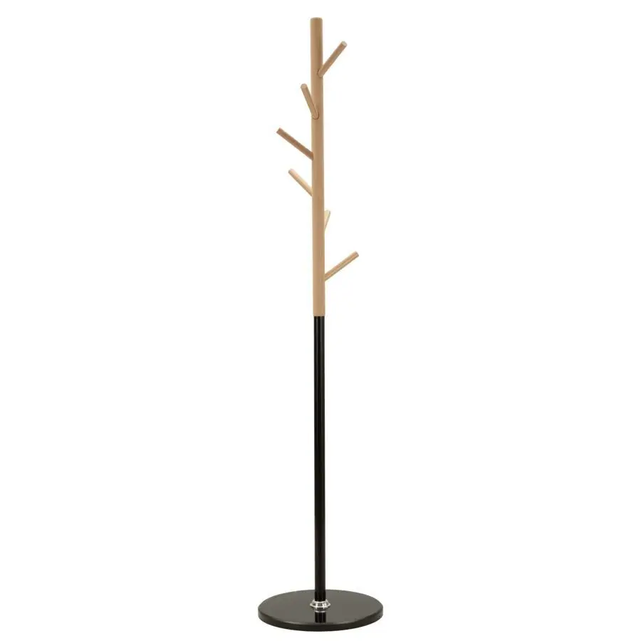 Porte-manteau en bois avec base en marbre, &oslash; 36 x 172 cm