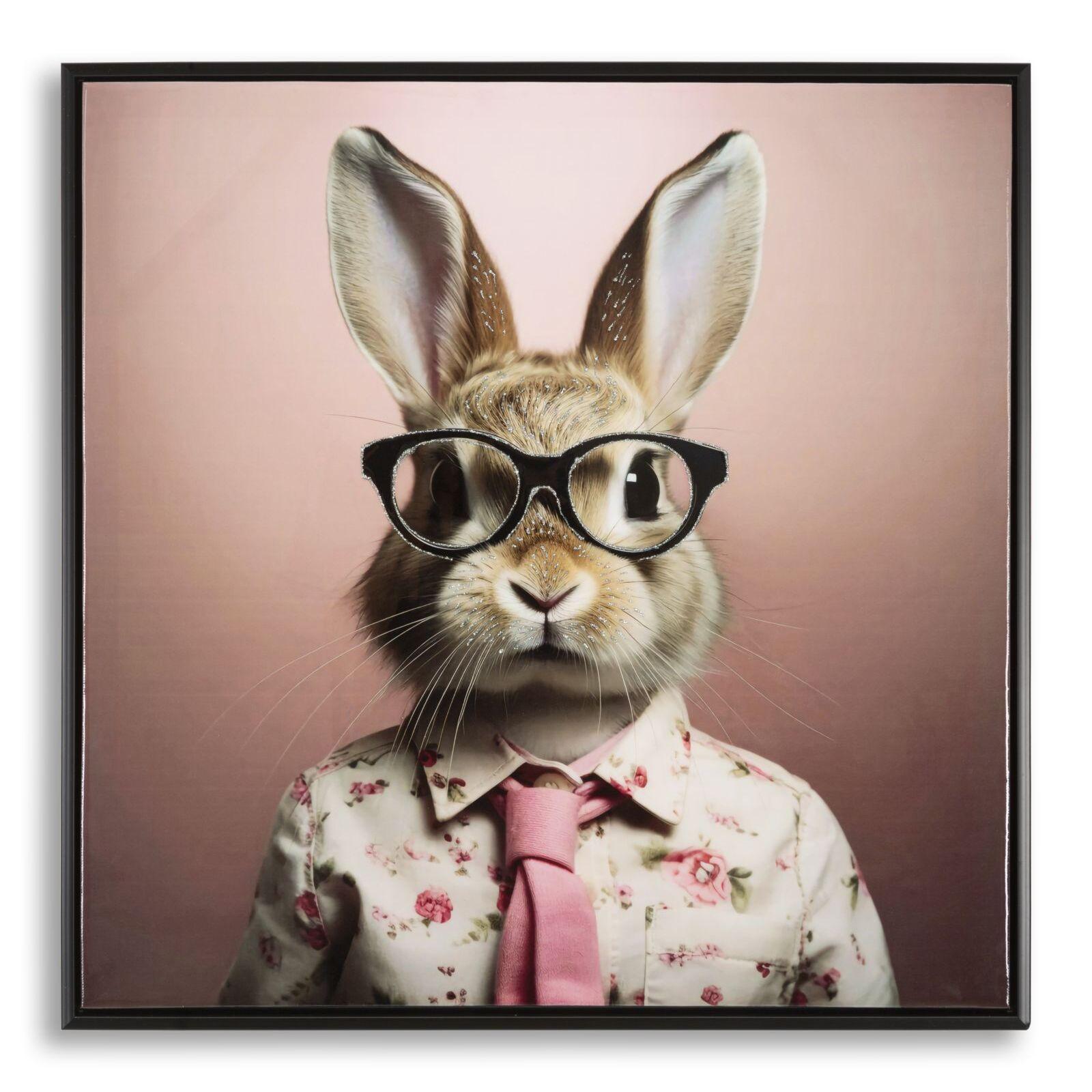 8024609375484 - Wanddekoration Leinwandmalerei mit Rahmen Laccato Bunny