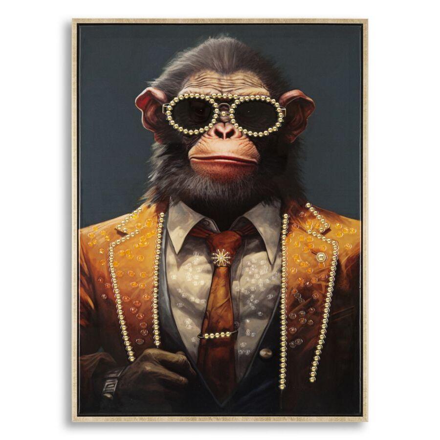 8024609375262 - Wanddekoration Leinwandmalerei mit Rahmen Laccato Monky