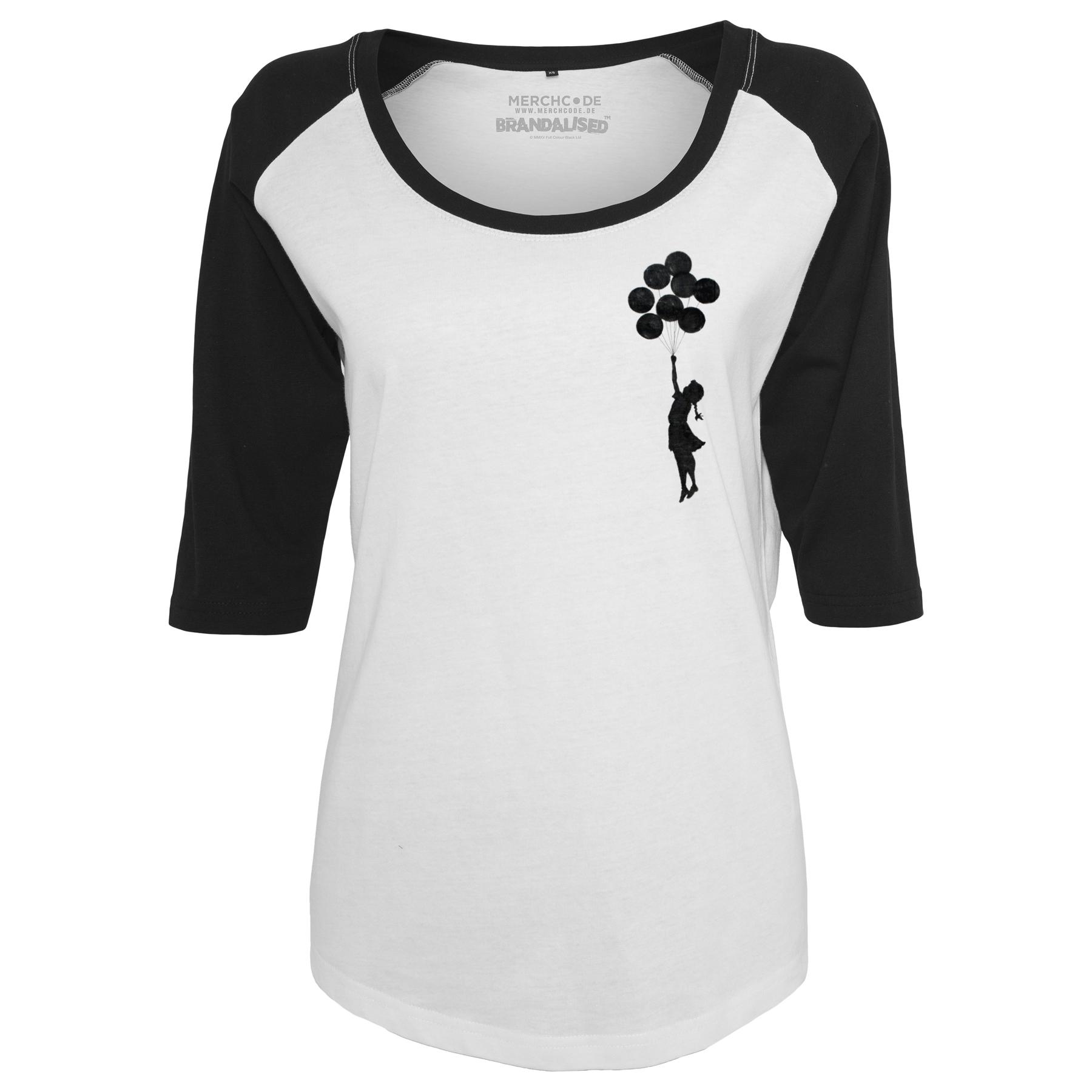 4053838214121 - Ladies Banksy Baloons Raglan Tee MC095 White Black