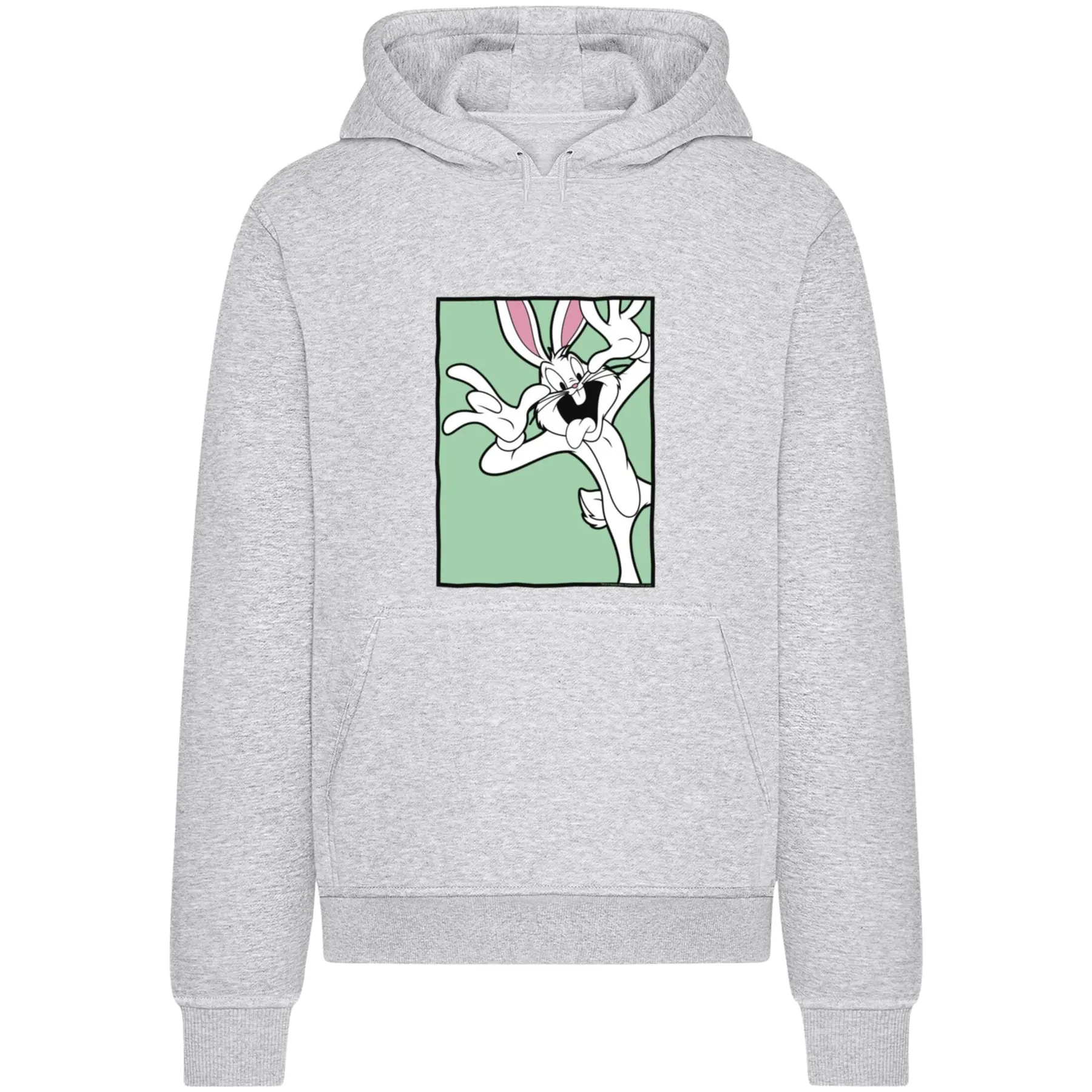 Merchcode Men's Gris Hooded Sweatshirt Looney Tunes Bugs Bunny Funny Face
