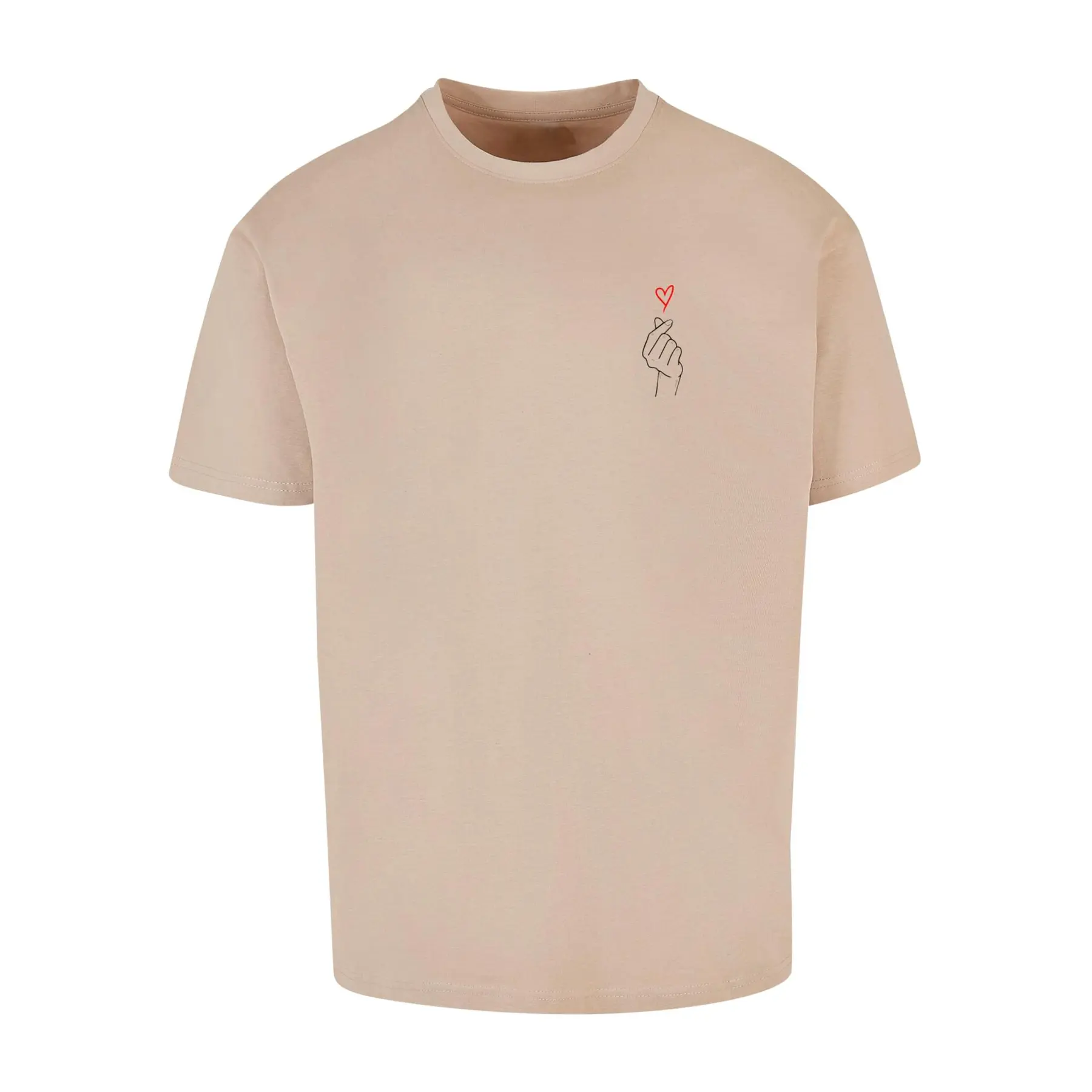 Merchcode Unisex Beige Oversized T-Shirt Heart Heavy