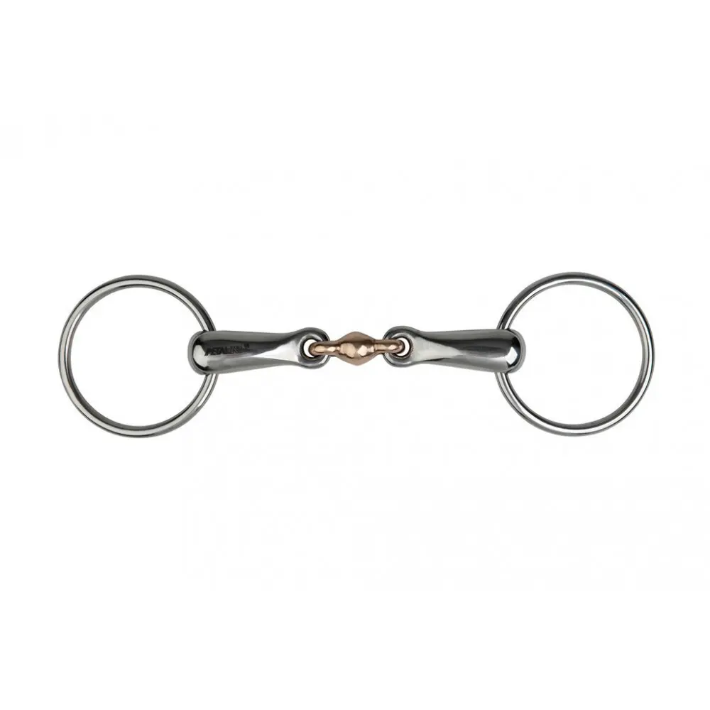 Comparer les prix de Mors 2 anneaux pour cheval double brisure avec lien en cuivre Metalab