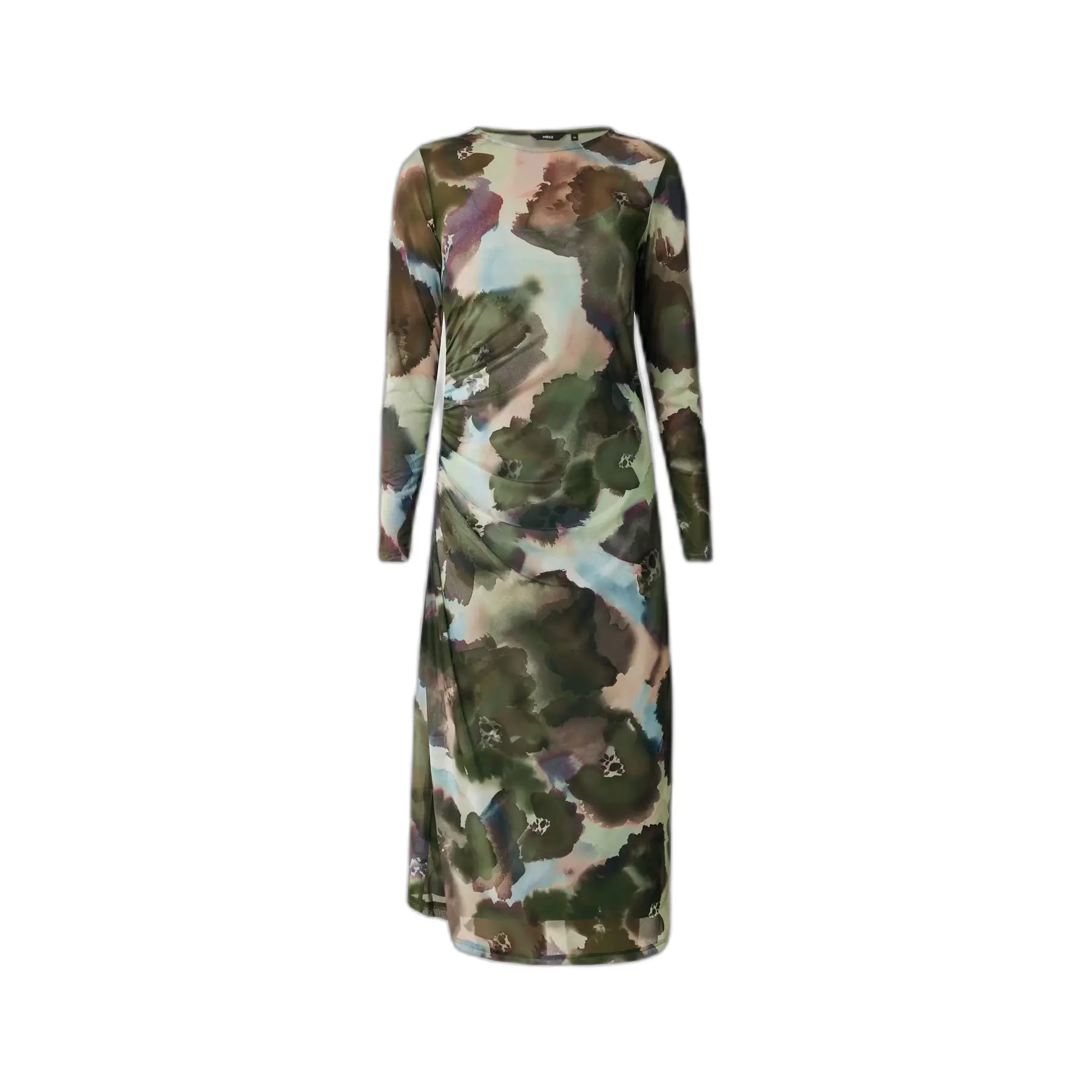 Robe froncée in rete a maniche lunghe donna