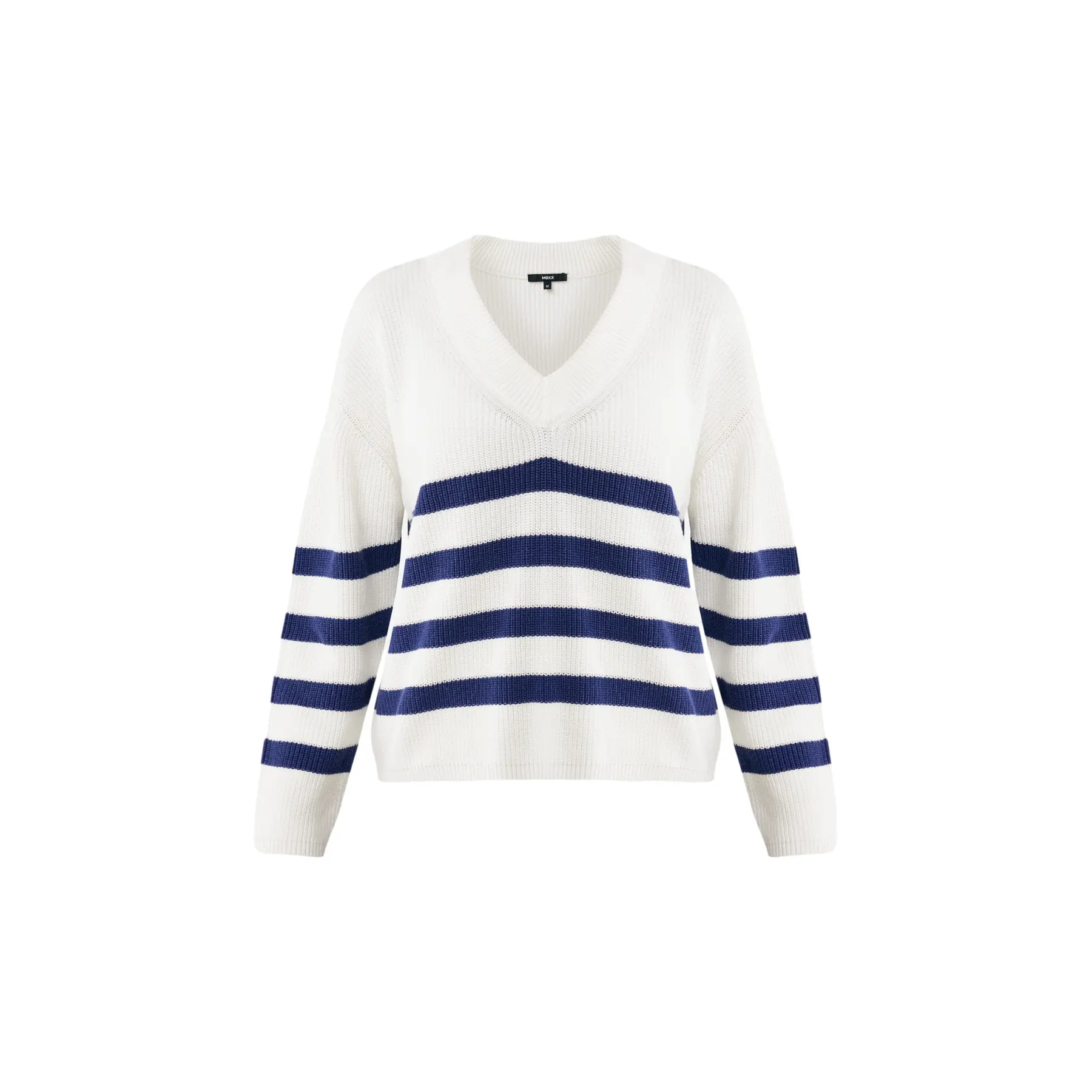 Gestreifter V-Ausschnitt-Pullover Damen Mexx