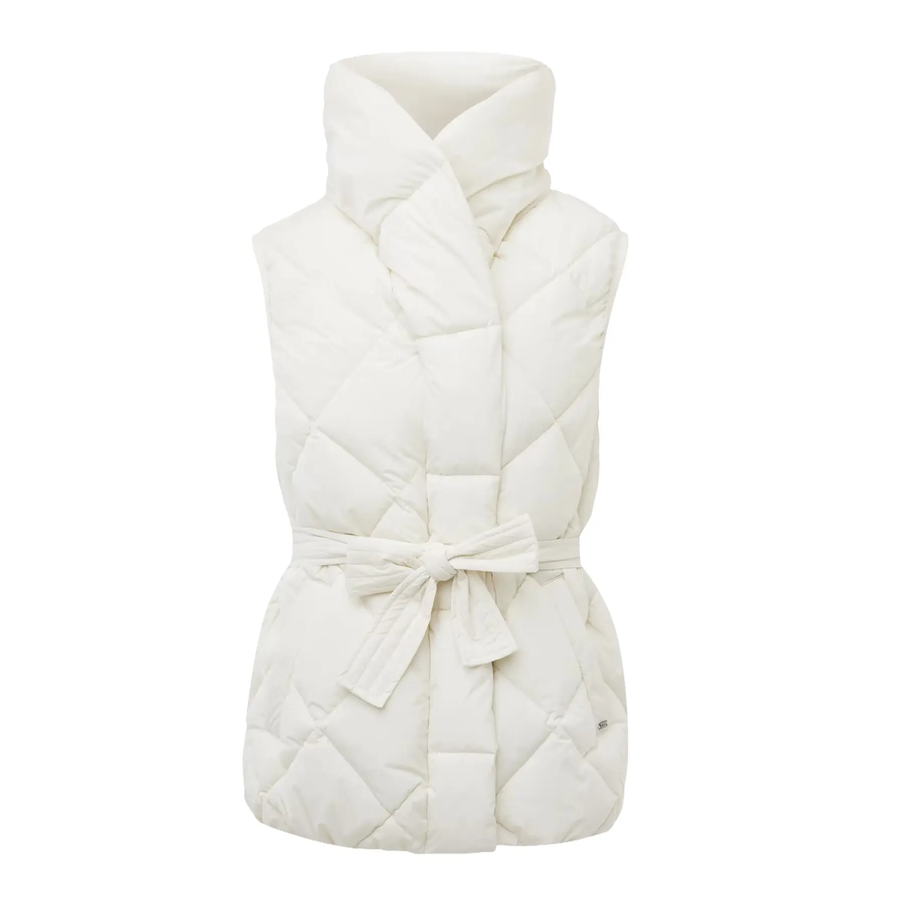 Gilet senza maniche con col alto e cintura donna