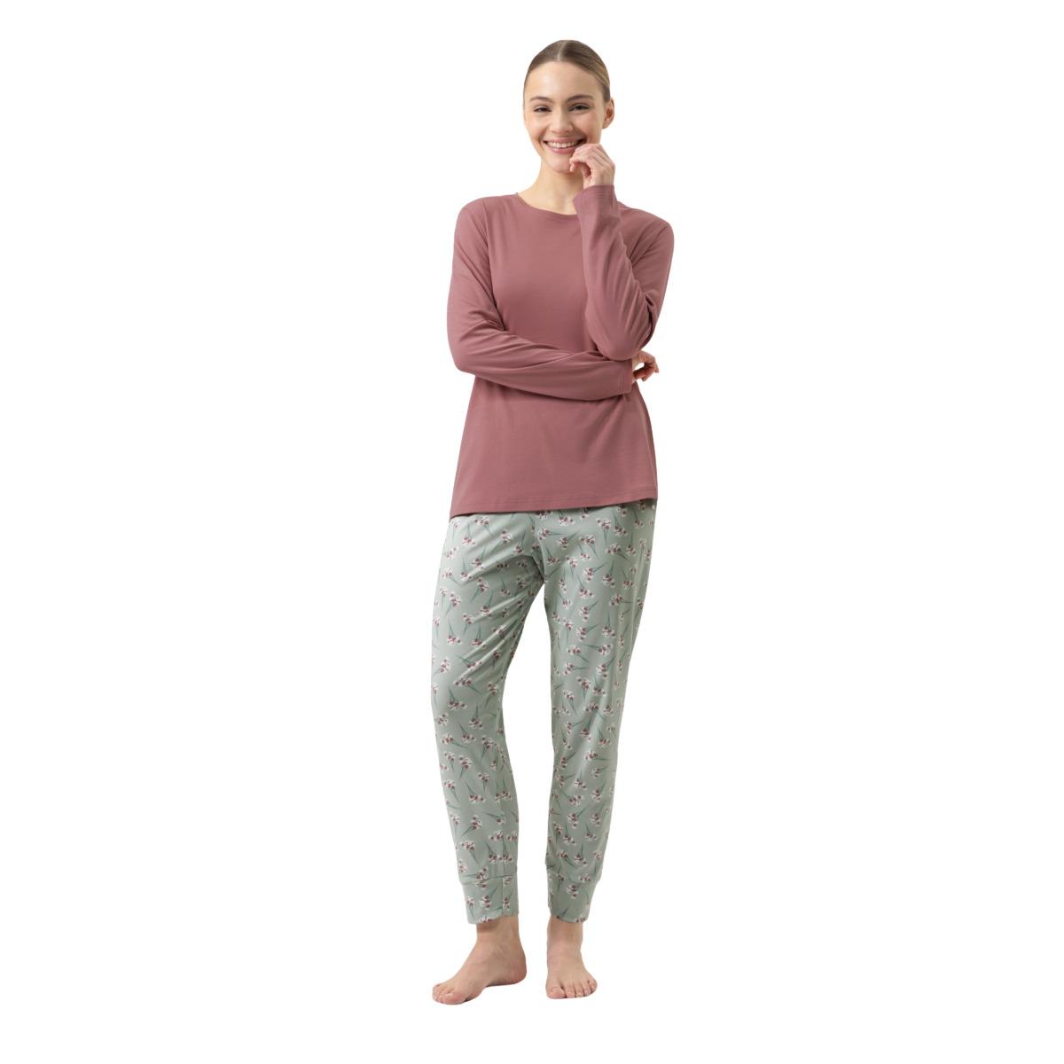 4067946101587 - Damen-Pyjama 7 8 mit langen Ärmeln Mey Blooming Buds