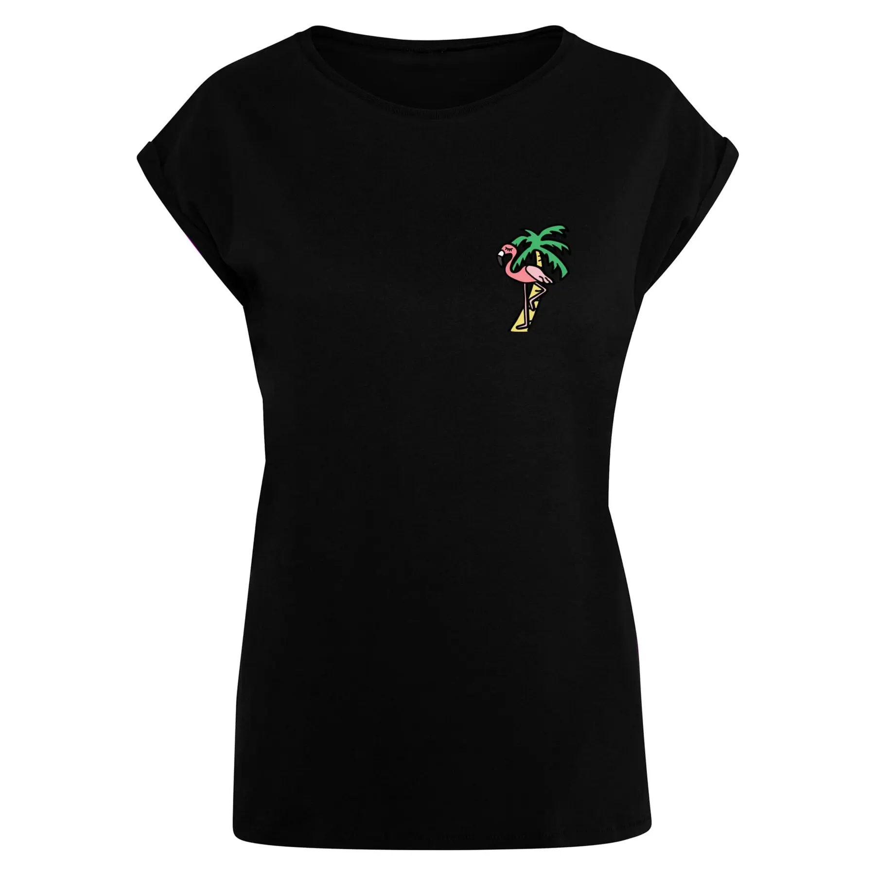 Image of Damen T-Shirt Mister Tee Flamingo Extended Shoulder