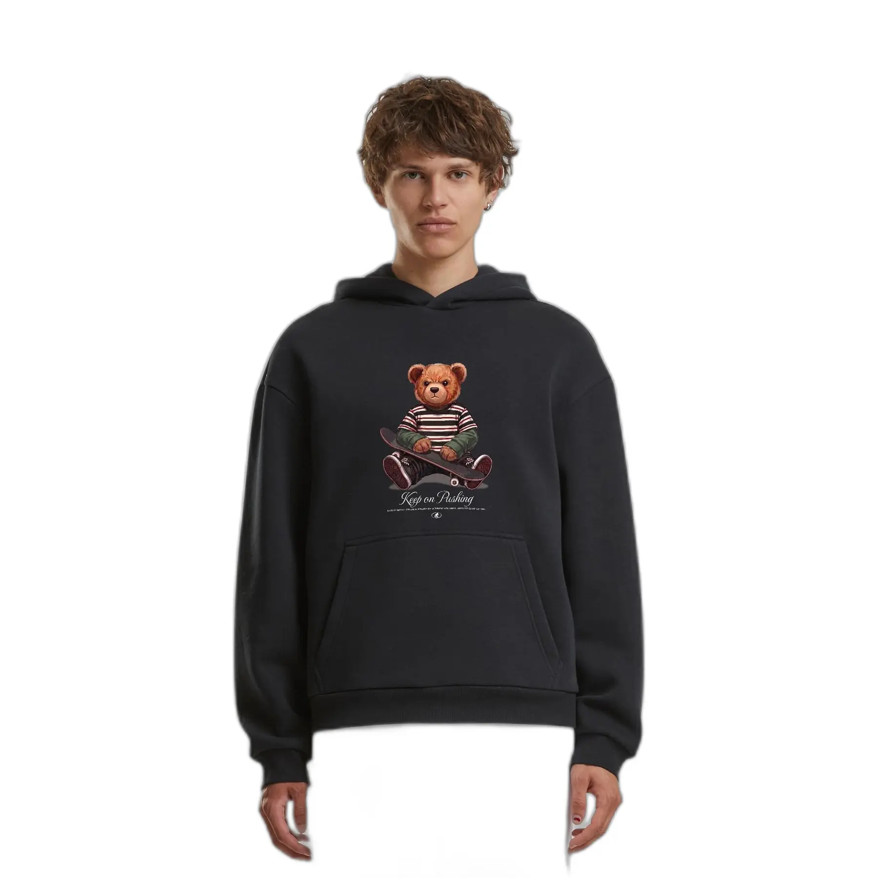 Kapuzensweatshirt Mister Tee Keep on Pushing Bear