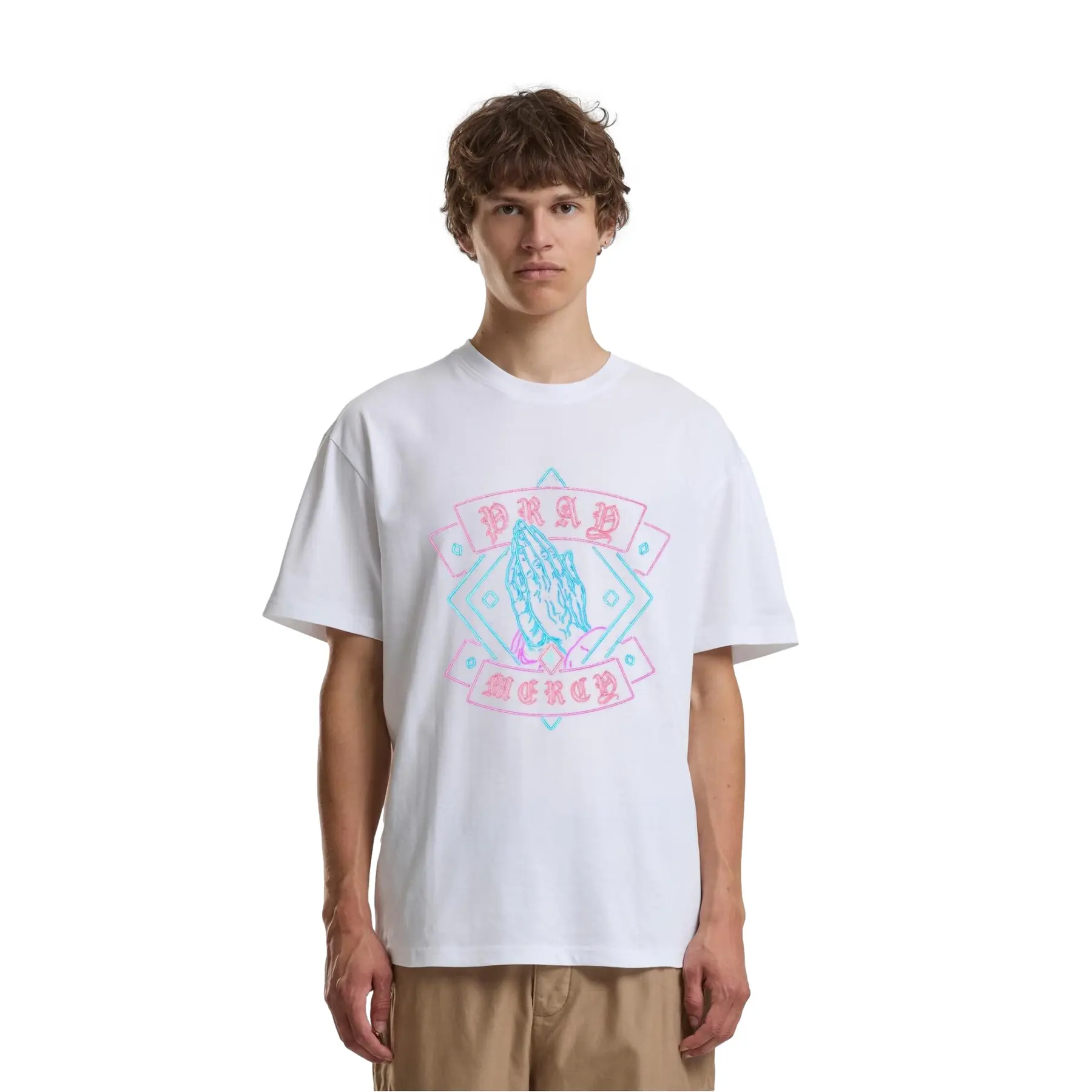 Oversized T-Shirt Mister Tee Pray 4 Mercy Lights
