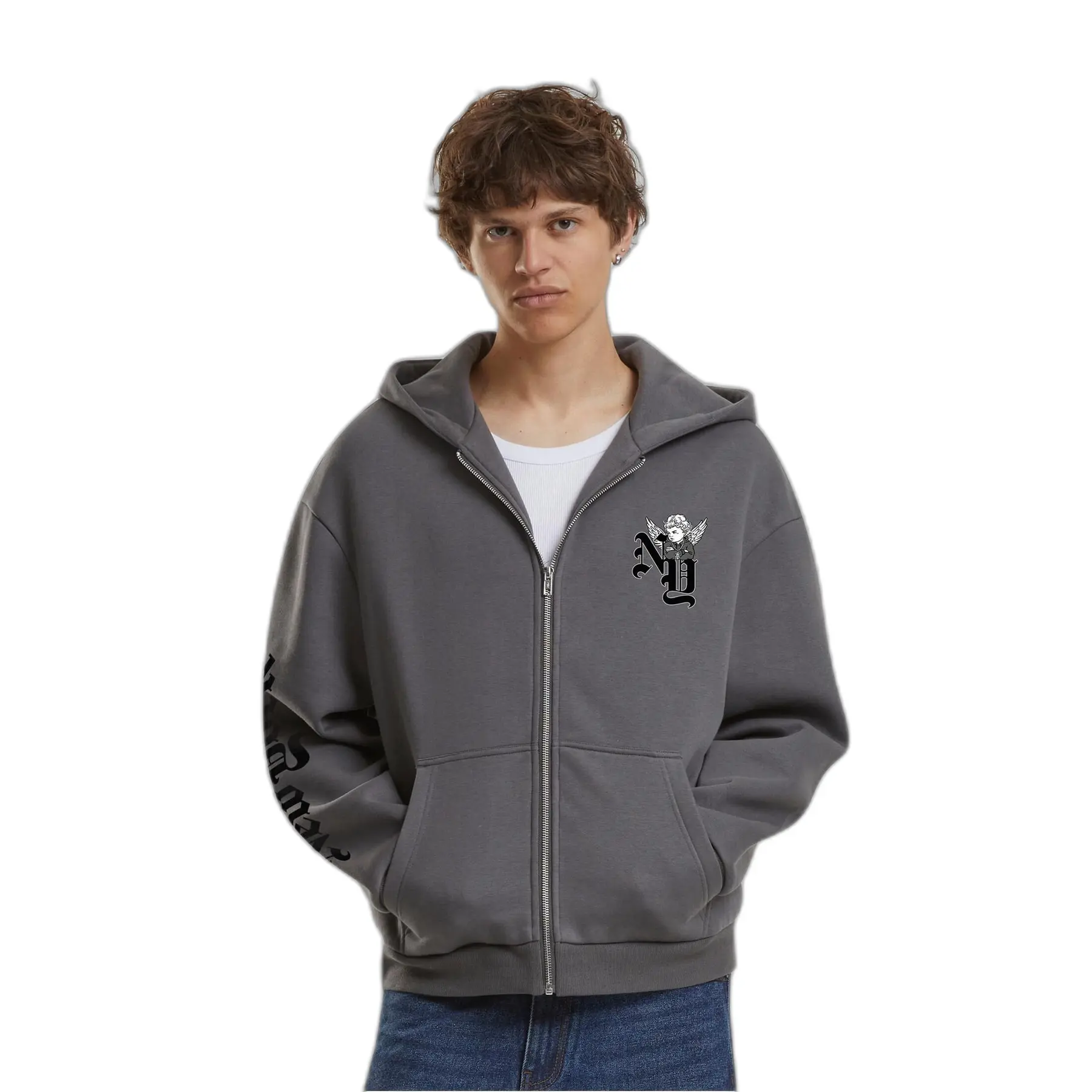 Kapuzensweatshirt mit Reißverschluss Mister Tee Guardian Angel Of NY