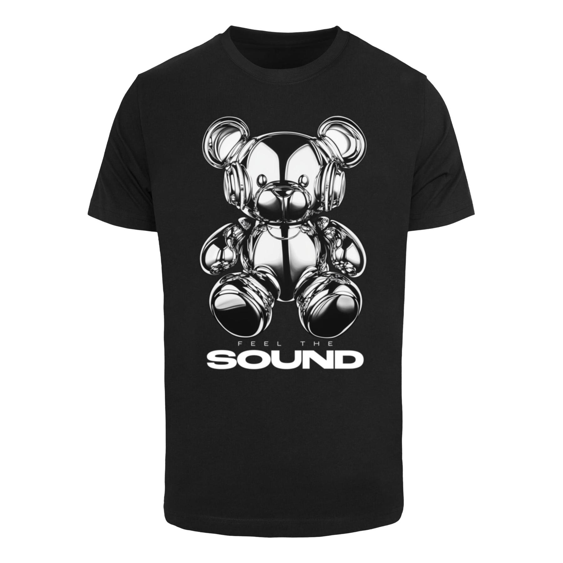 4069389515518 - T-Shirt Mister Tee Feel The Sound Chrome Bear