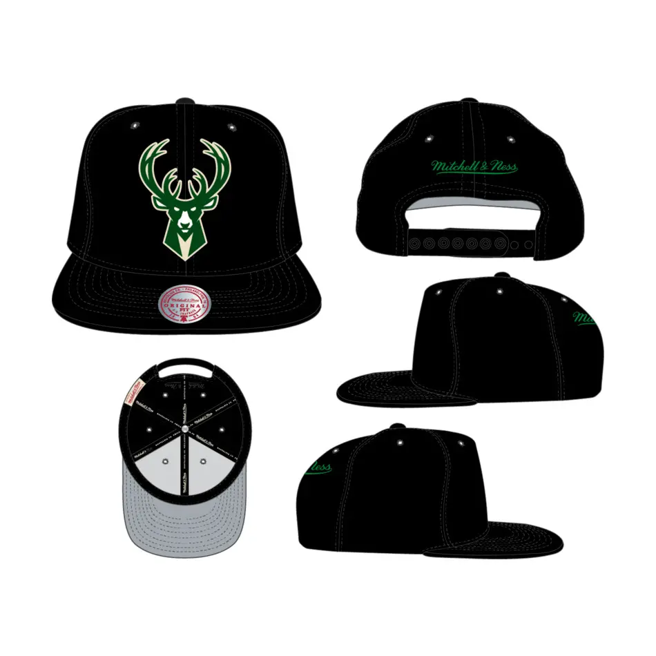 0195563182444 - Snapback Cap Core Basic Milwaukee Bucks