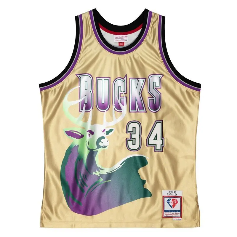 0196294023266 - NBA-Trikot Milwaukee Bucks Ray Allen Swingman 75TH 1996 97