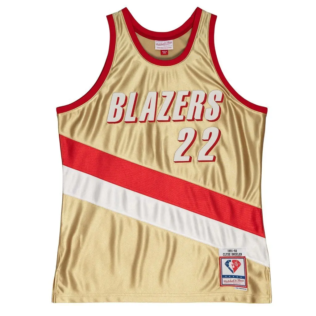 0196294018507 - NBA-Trikot Portland Trail Blazers 75th Gold Swingman 1991 Clyde Drexler