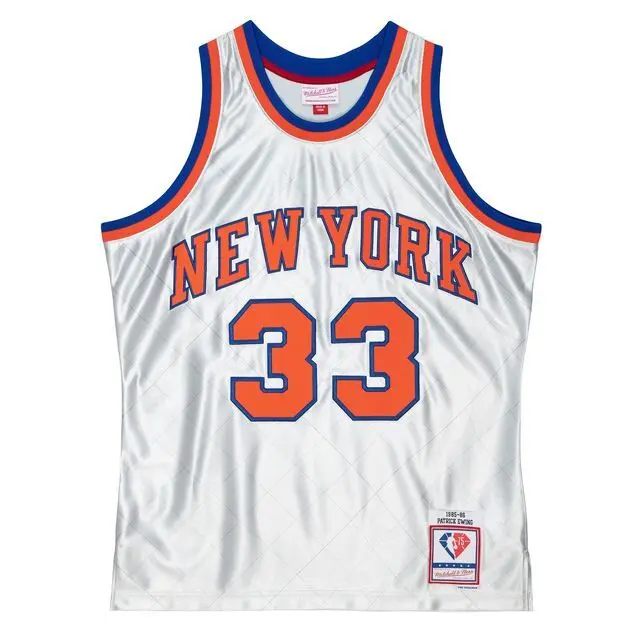 0196294249796 - Maillot NBA New York Knicks Patrick Ewing Swingman 75TH Platinum 1985 86