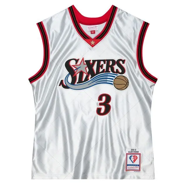 0196294249871 - NBA-Trikot Philadelphia 76ers Allen Iverson Swingman 75TH Platinum 2000 01