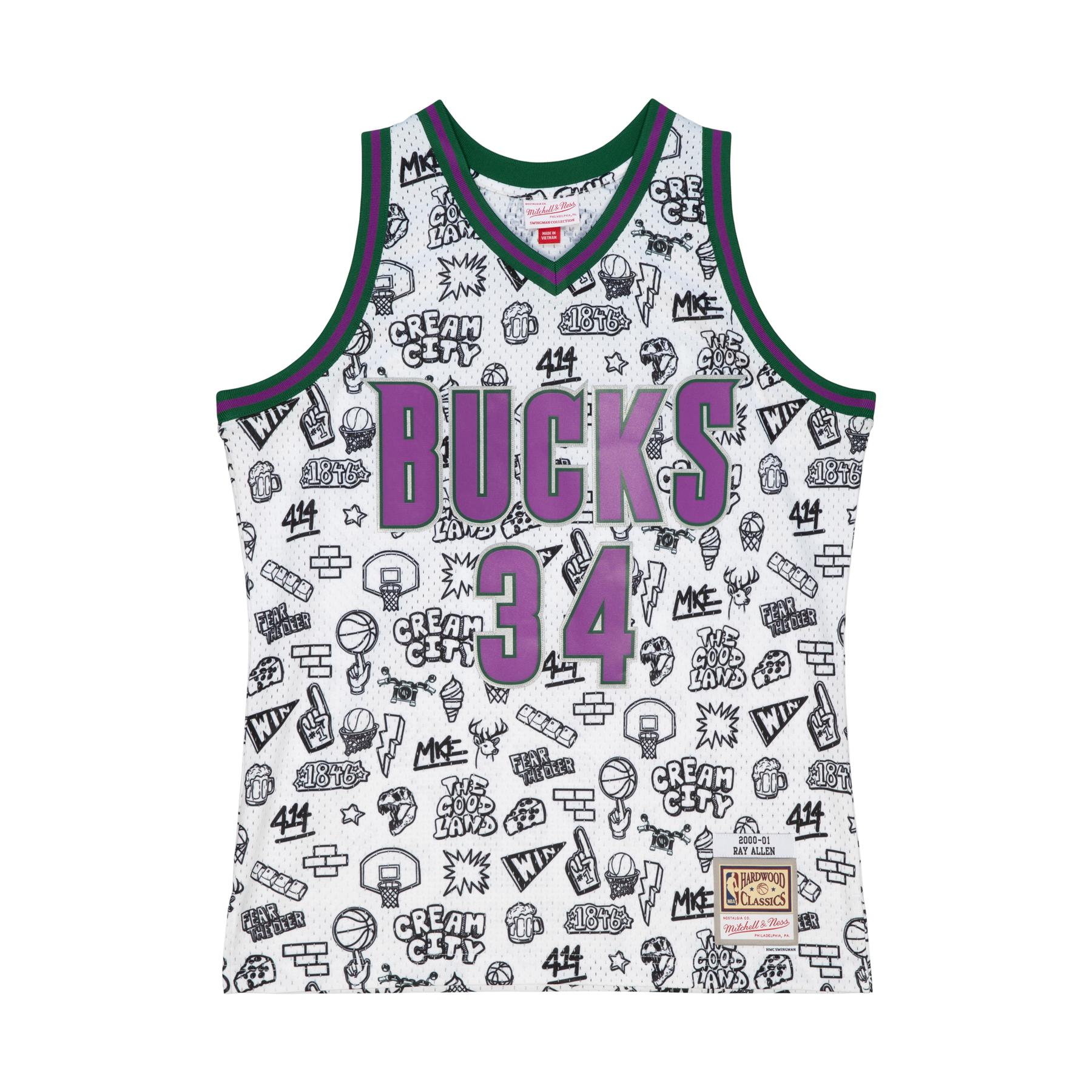 0195563552414 - Trikot Milwaukee Bucks NBA Doodle Swingman 2000 Ray Allen