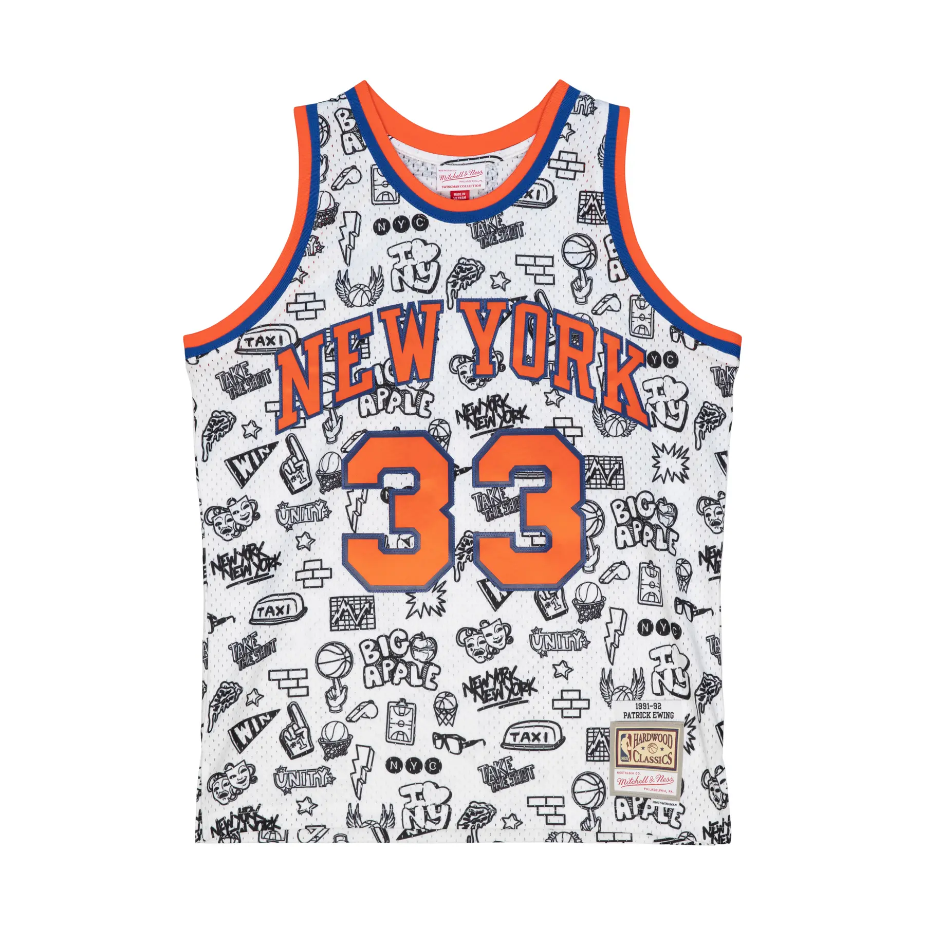 0195563552551 - New York Knicks NBA-Trikot Patrick Ewing Doodle Swingman 1991