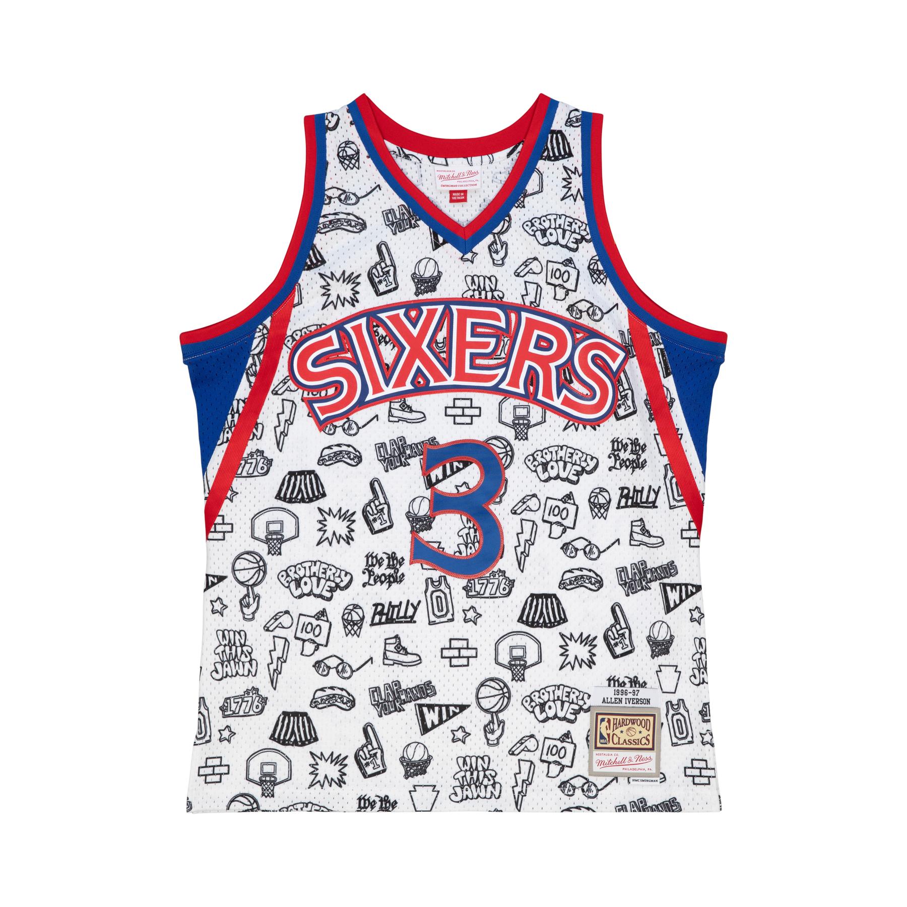 0195563552711 - Trikot Philadelphia 76ers NBA Doodle Swingman 1996 Allen Iverson