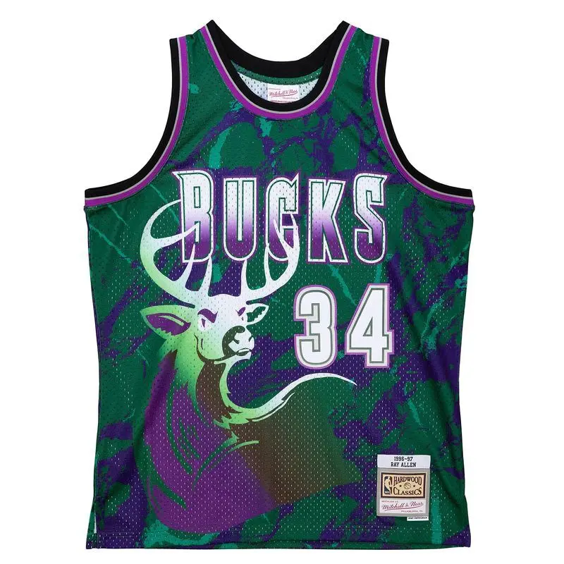 0195563480021 - Milwaukee Bucks Trikot Ray Allen Team Swingman 1996 97