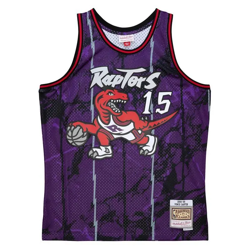 0195563555040 - Mitchell & Ness NBA Team Marble Swingman Jersey - Toronto Raptors T-Shirt Gr M Herren Lila