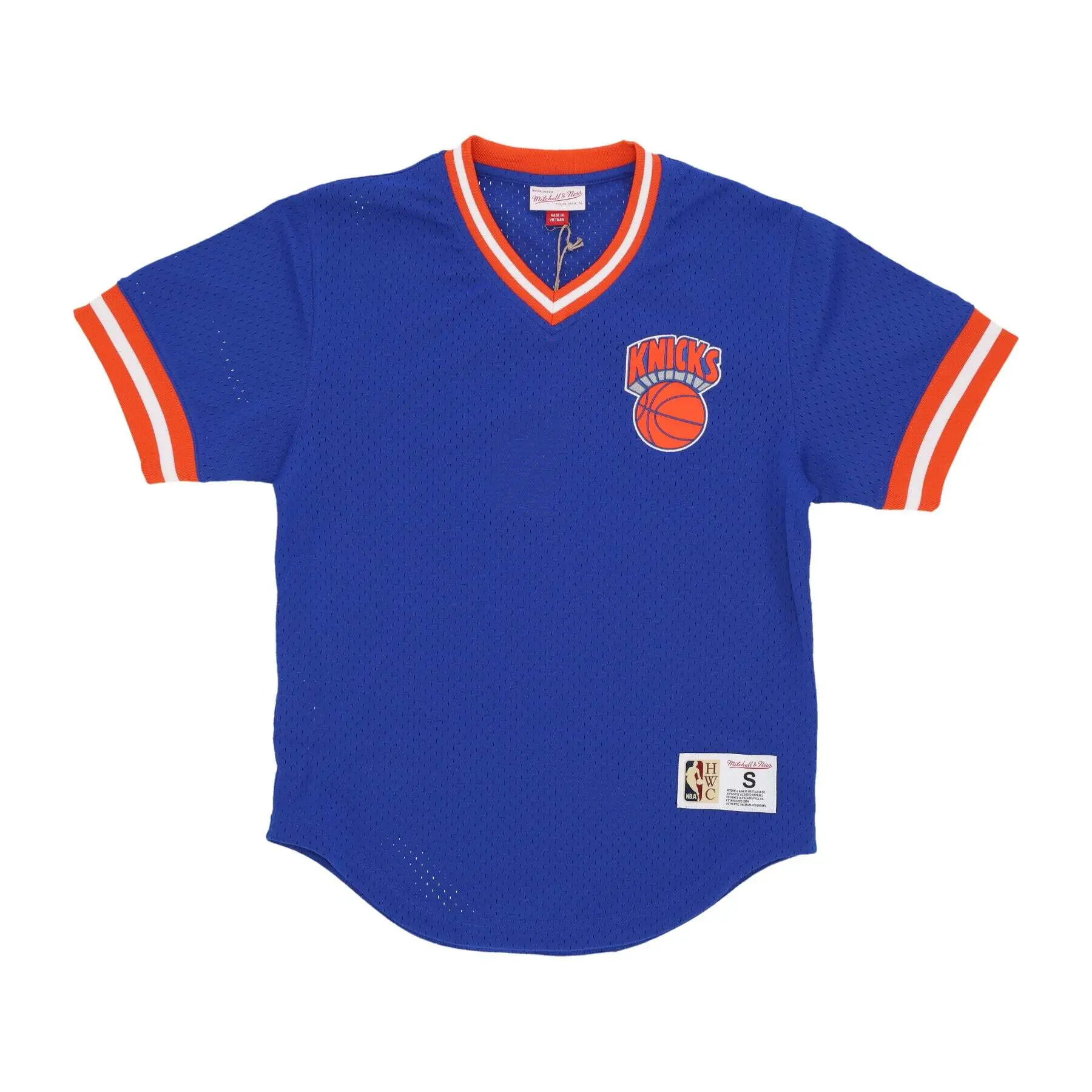 0197507441105 - Trikot mit V-Ausschnitt aus Maschenware New York Knicks Fashion Vintage Logo