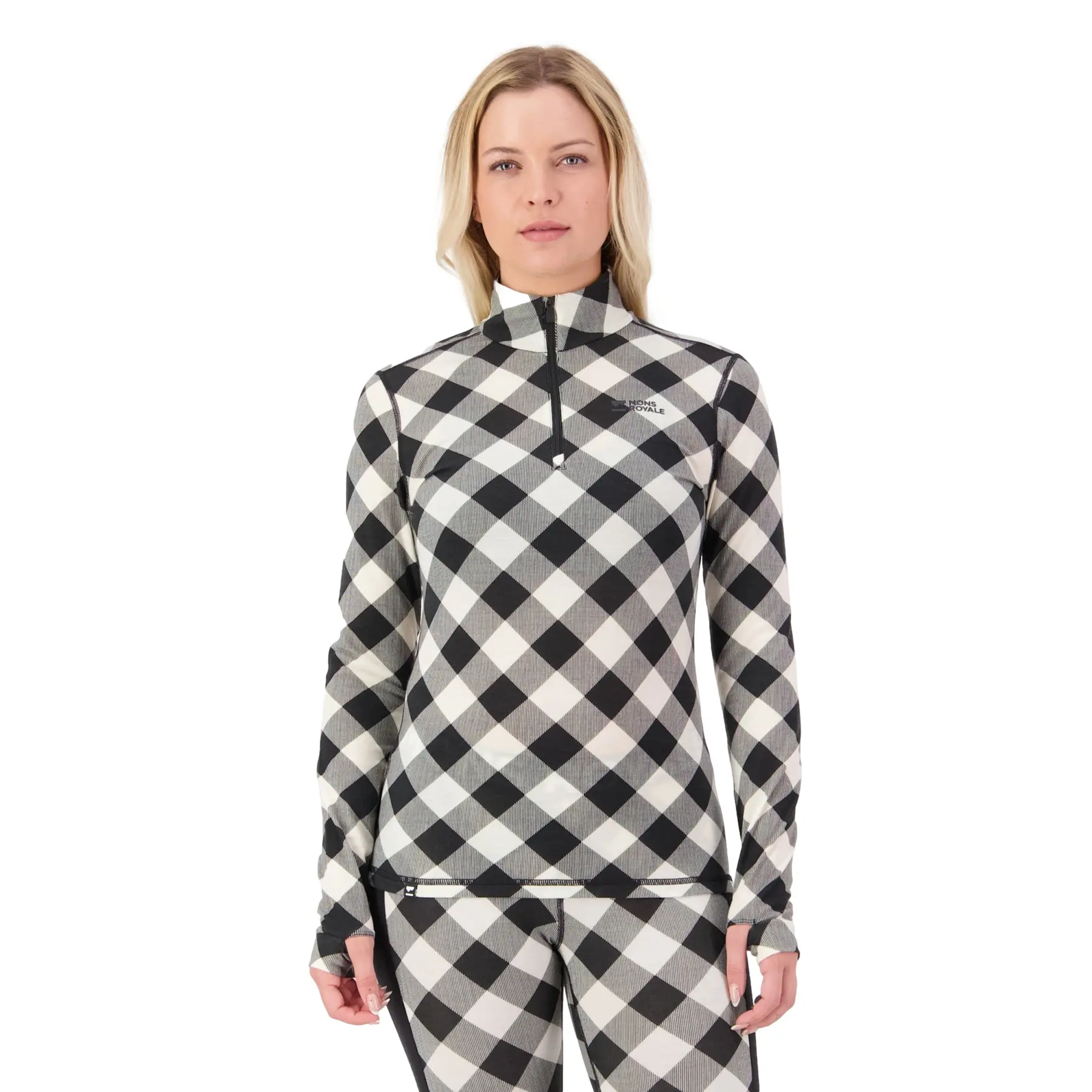 Women's 1/4 zip base layer Mons Royale Cascade Merino