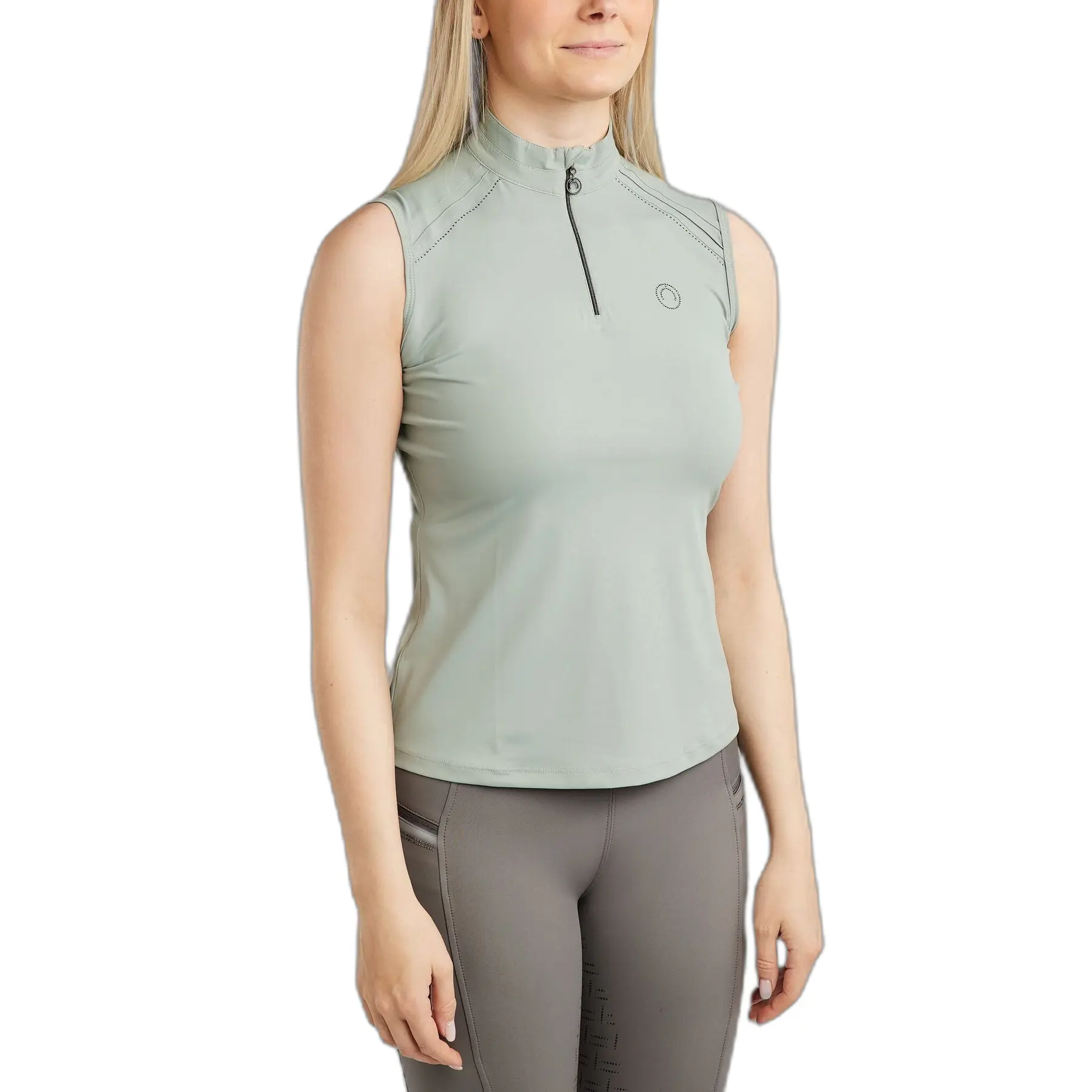 Meilleurs prix pour Polo d'équitation sans manches femme Montar MoPearl Pintuck