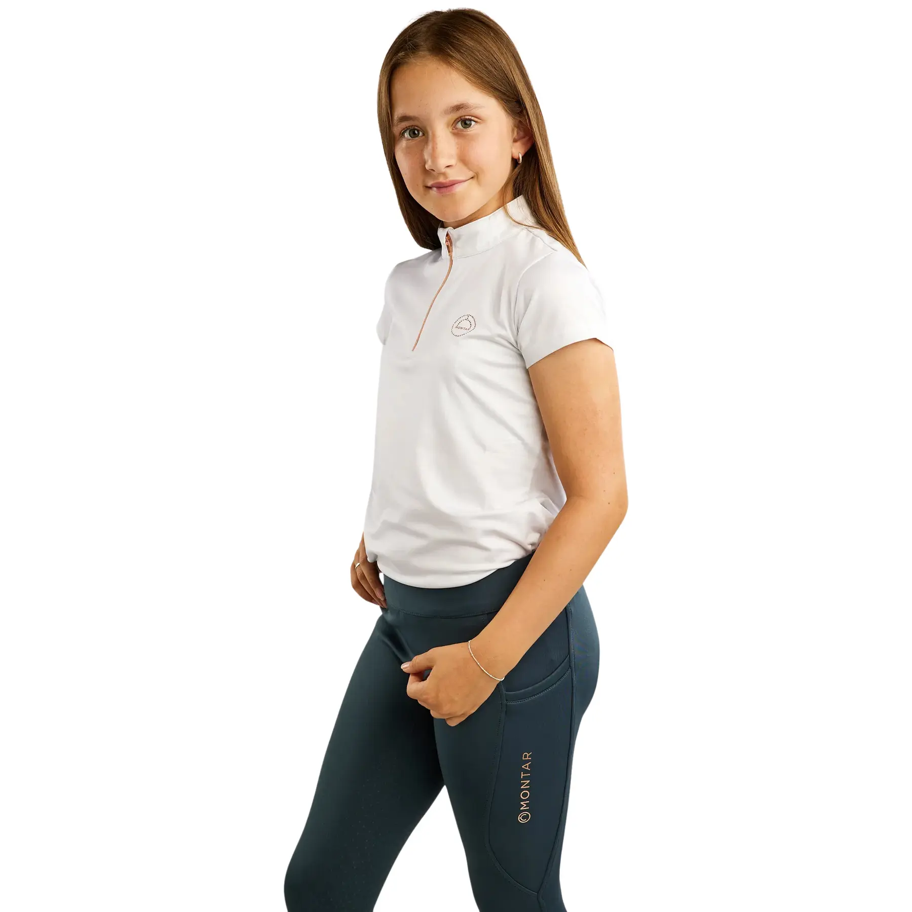 T-shirt equitazione bambina Montar Everly Rosegold
