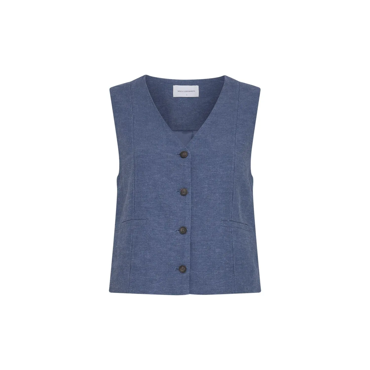 Moss Copenhagen Women's Bleu Sleeveless V-Neck Gilet Viana Ginia