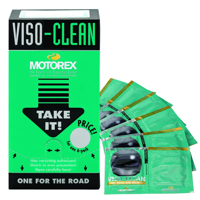 Set mit 12 Beuteln à 6 Reinigungstücher Motorex Viso Clean