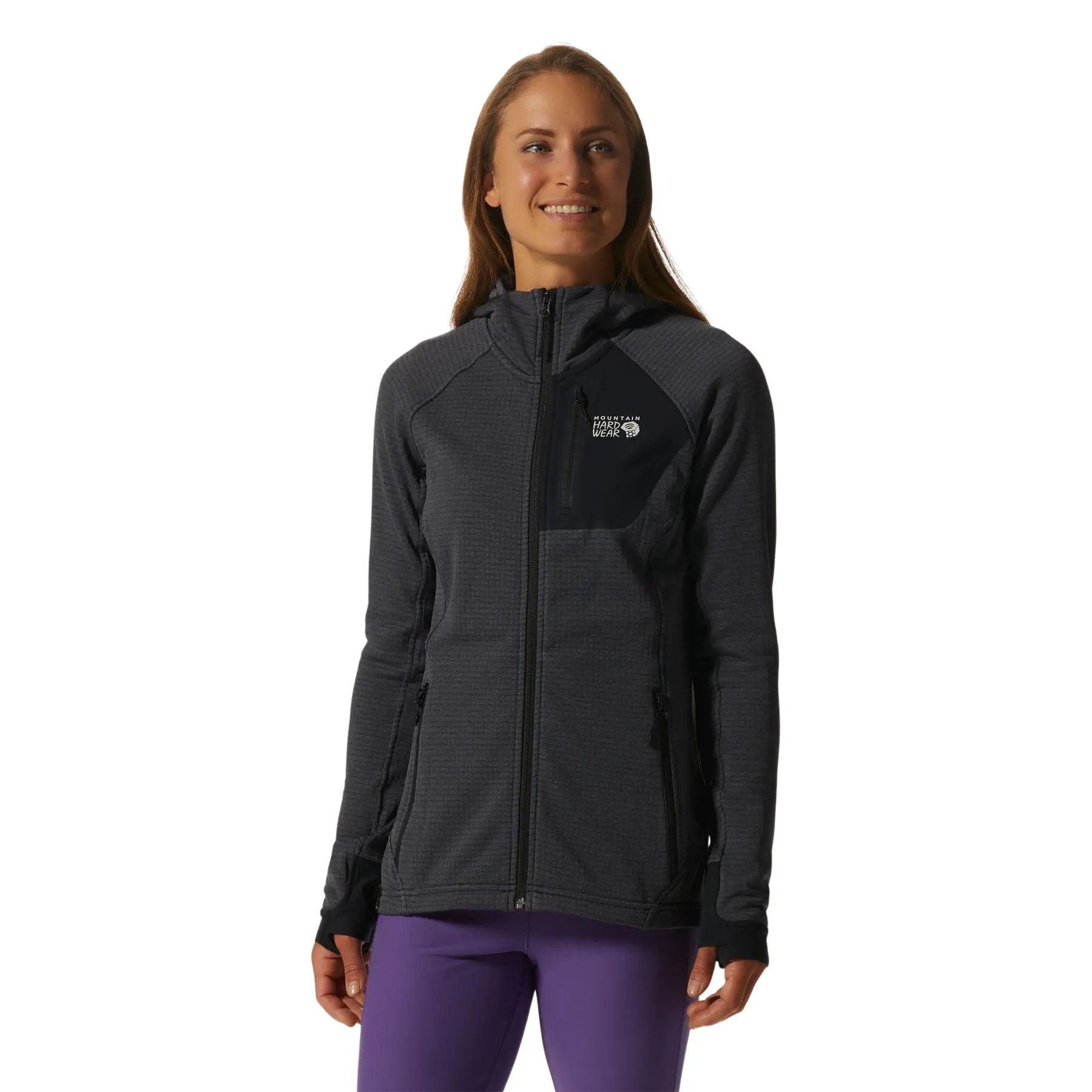 Fleece mit Kapuze Full Zip Damen Mountain Hardwear Polartec® Power Grid