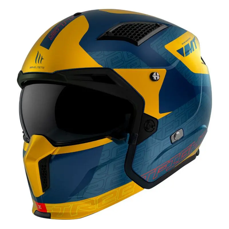 Umwandelbarer Trial-Einzelschirm-Dark-Helm mit abnehmbarem Kinnriemen MT Helmets Streetfighter SV Totem C3