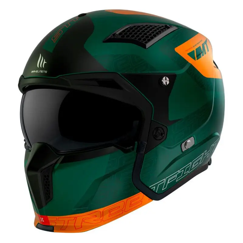 Umwandelbarer Trial-Einzelschirm-Dark-Helm mit abnehmbarem Kinnriemen MT Helmets Streetfighter SV Totem C6