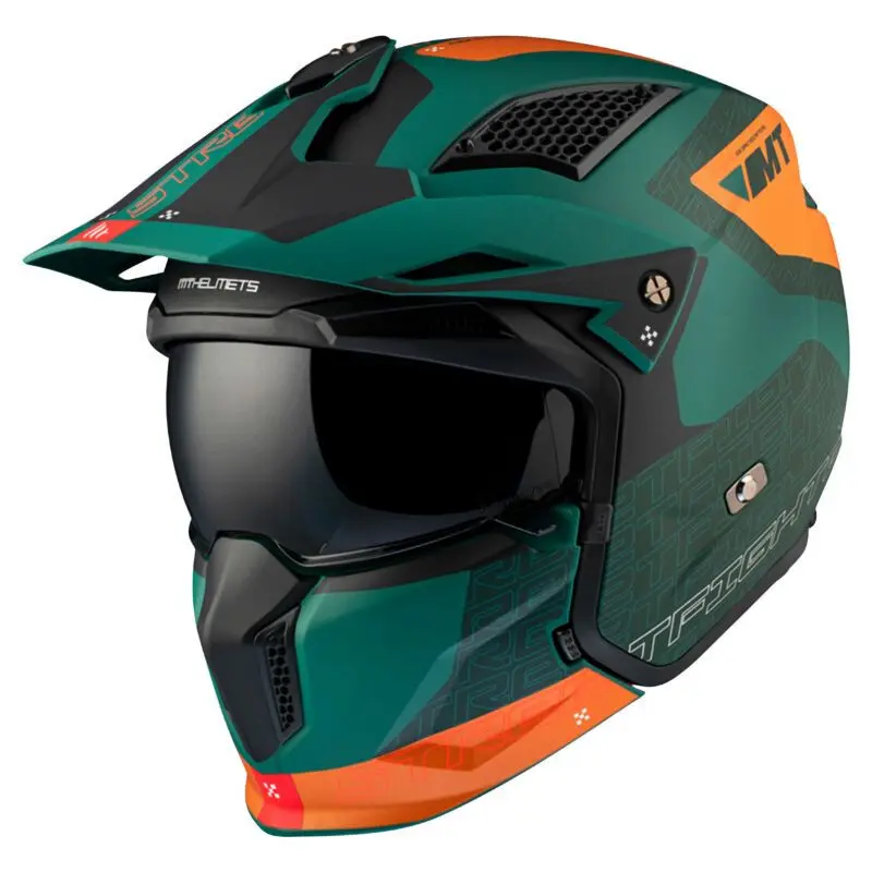 Einfacher Trial-Motorradhelm mit umwandelbarem Visier und abnehmbarem Kinnschutz MT Helmets Streetfighter Sv Totem C6 (Ece 22.06)