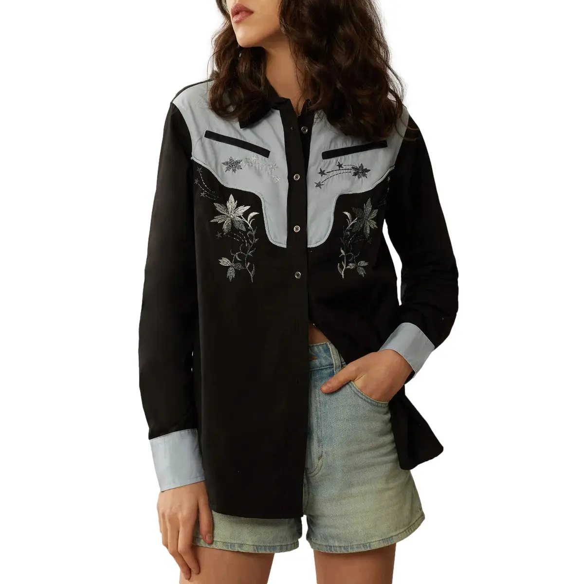 Camicia ricamata a maniche lunghe donna  Bohera Sheela