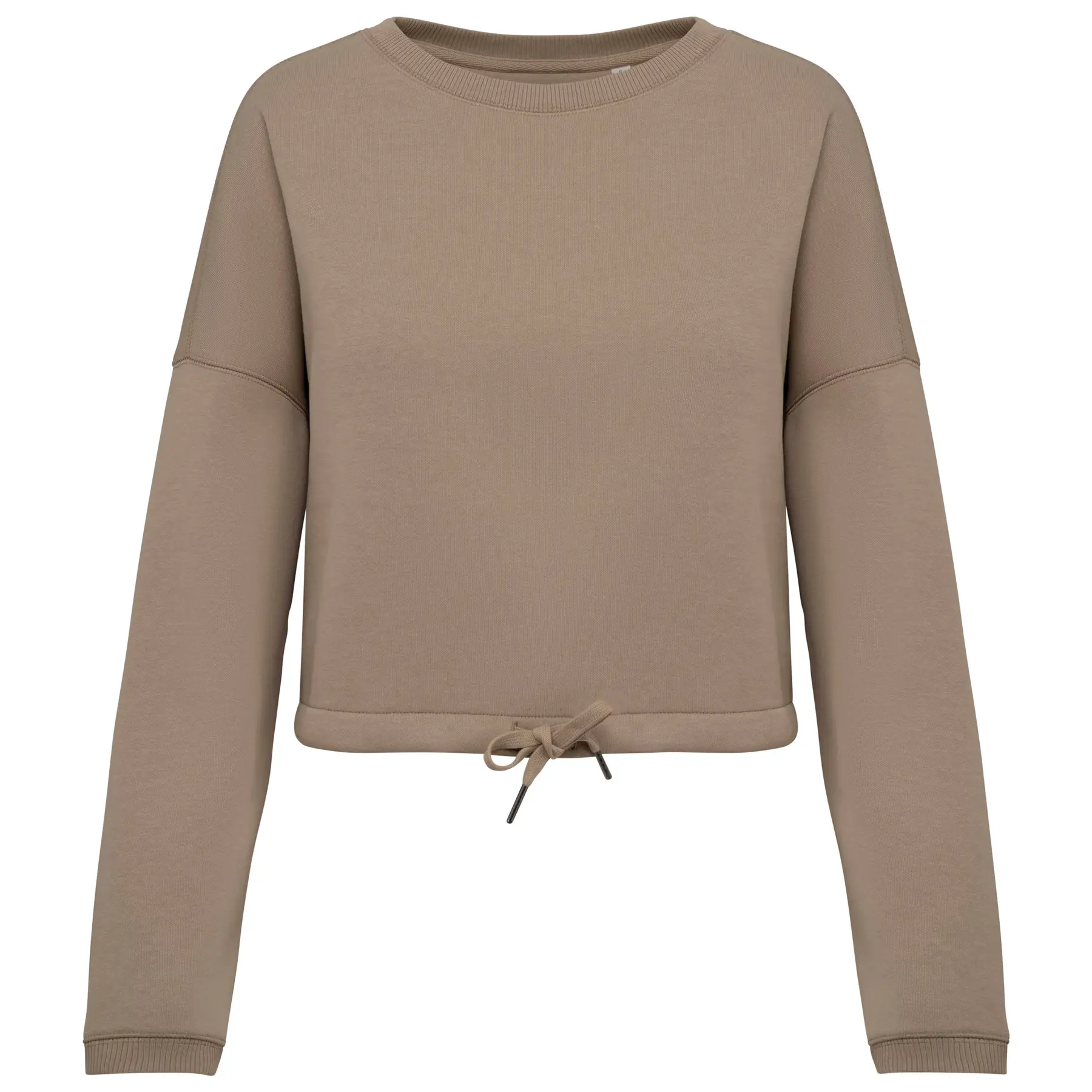 Native Spirit Women's Beige Oversized Cropped Eco-Friendly Sweatshirt For
